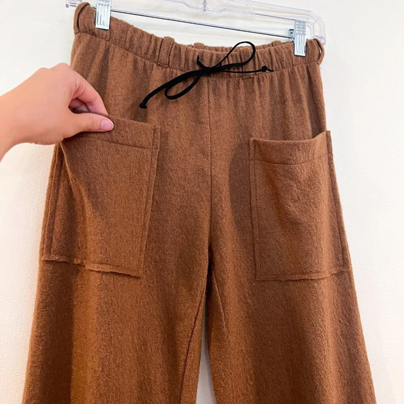 Hannes Roether 100% Wool Brown Knit Loungewear Casual Designer Flare Pants XS - Picture 5 of 9